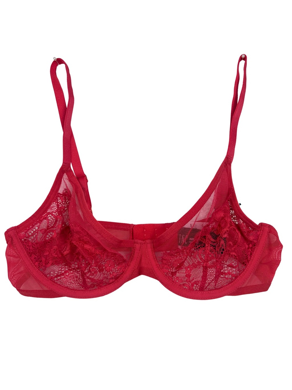 INC Red Sheer Lace Underwire Bra NWT Large